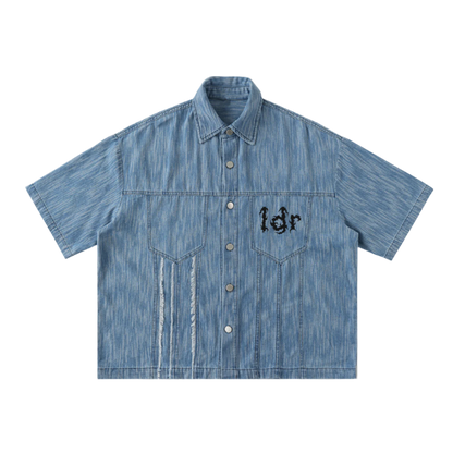 Distressed Wash Short-Sleeve Shirt