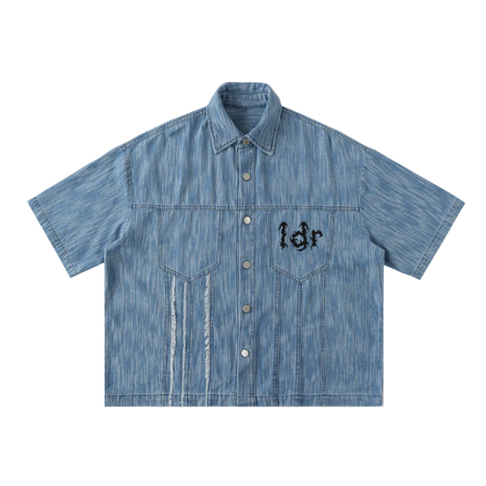 Distressed Wash Short-Sleeve Shirt