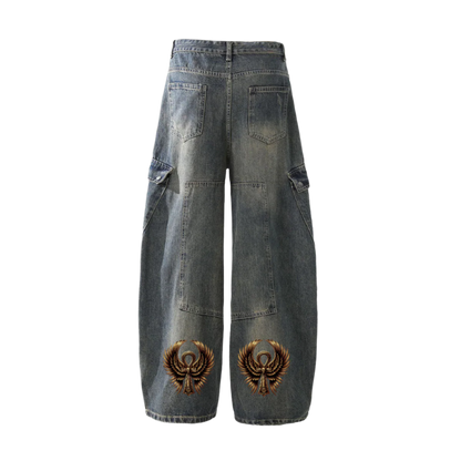 Heavyweight Multi-Pocket Washed Vintage Loose Jean