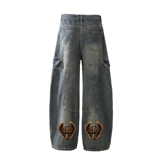 Heavyweight Multi-Pocket Washed Vintage Loose Jean