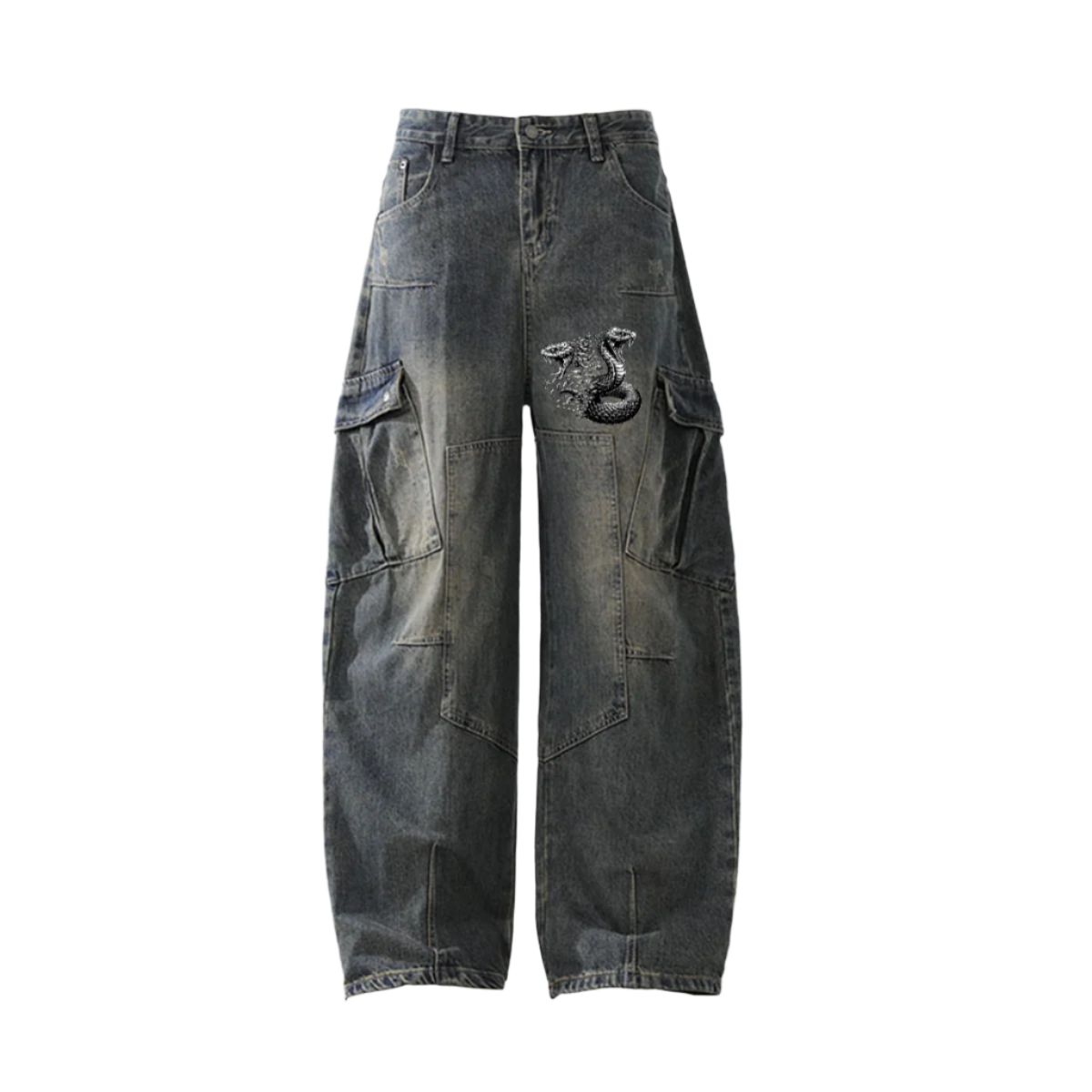 Heavyweight Multi-Pocket Washed Vintage Loose Jean