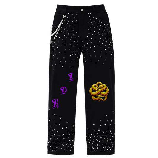 Rhinestone-Embellished Relaxed Straight-Leg Jeans