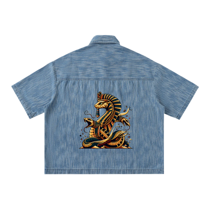 Distressed Wash Short-Sleeve Shirt